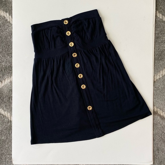 Aritzia -Talula black strapless flowing tube top with gold buttons - Picture 6 of 6